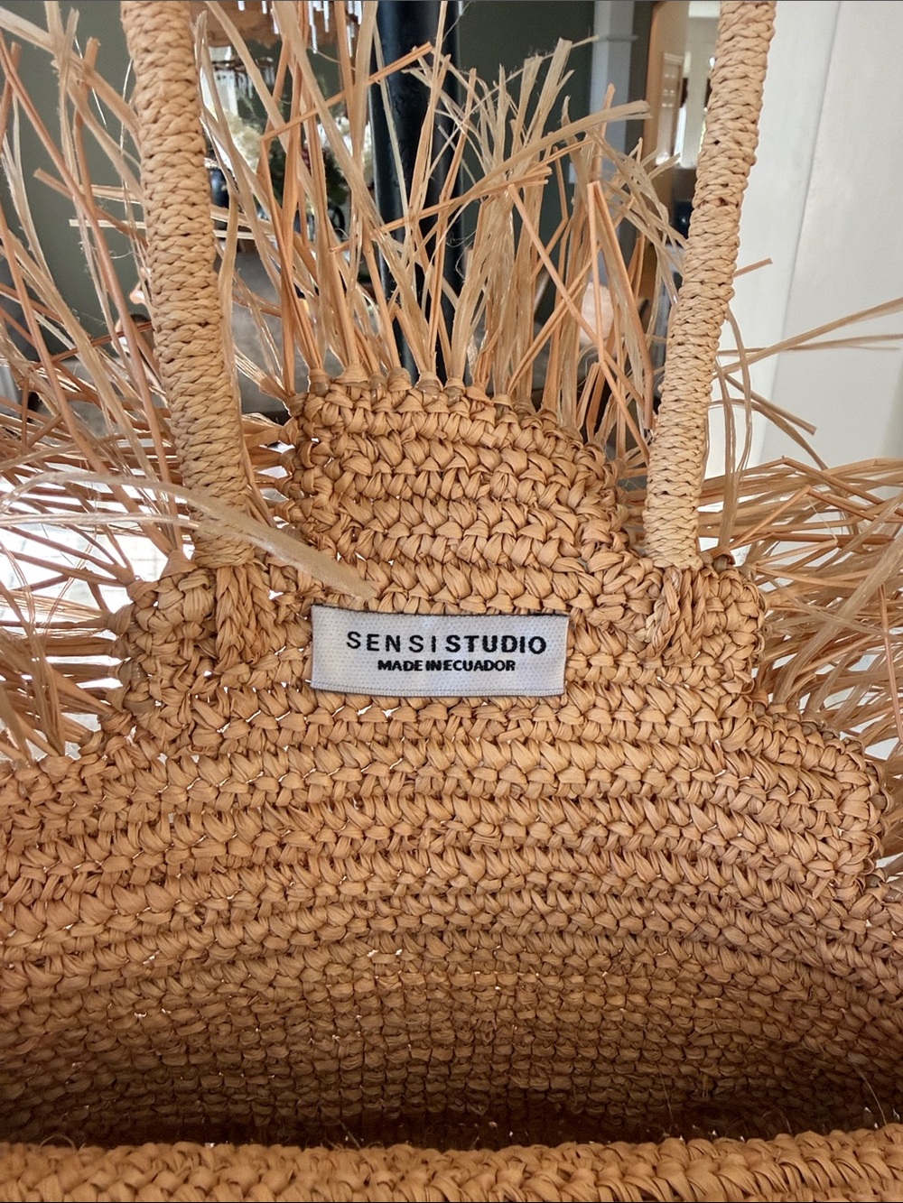 Woven Fringe Tote Bag in Natural - Picture 2 of 4